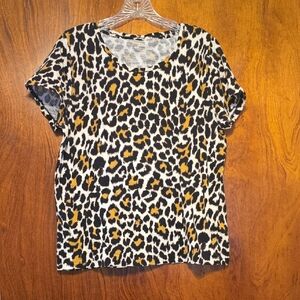 J. Crew Black and Yellow Leopard Print Short Sleeve Top